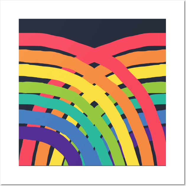 Rainbow Cross Hatch Graphic Wall Art by ellenhenryart